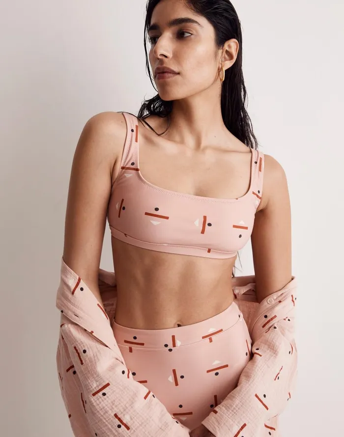 Women Swim Madewell X Caroline Z Hurley Balconette Bikini Top In Abstract Alpha