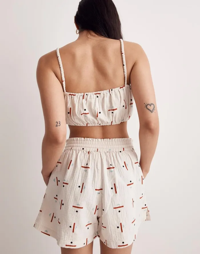 Women Swim Madewell X Caroline Z Hurley CoverUp Bubble Crop Top In Tridot