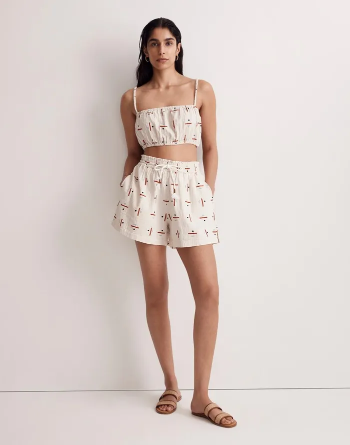 Women Swim Madewell X Caroline Z Hurley CoverUp Bubble Crop Top In Tridot