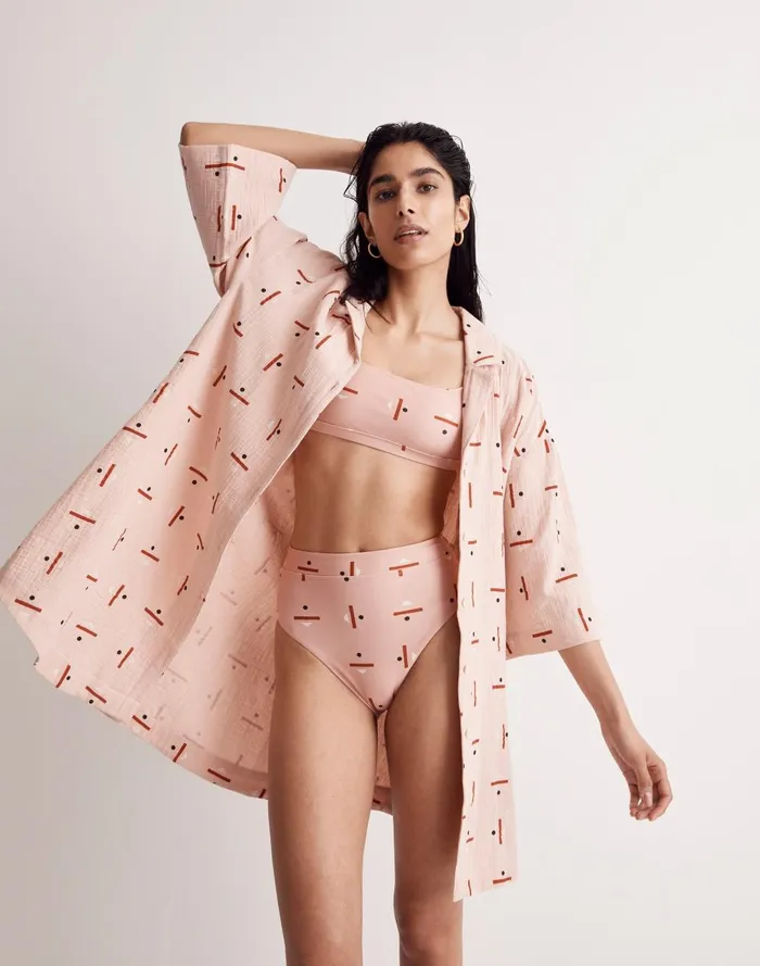 Women Swim Madewell X Caroline Z Hurley CoverUp Mini Shirtdress In Tridot