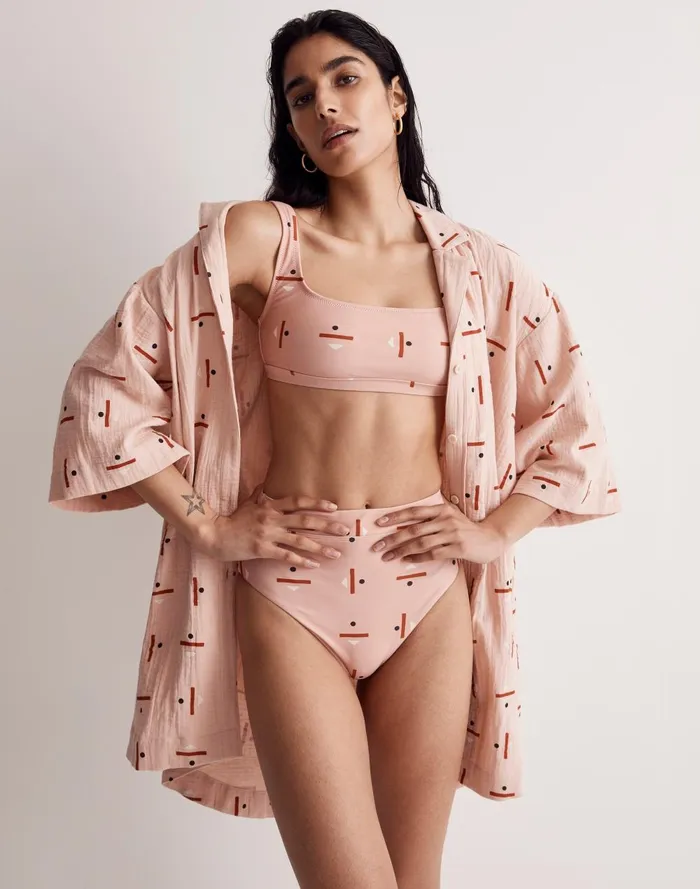 Women Swim Madewell X Caroline Z Hurley CoverUp Mini Shirtdress In Tridot