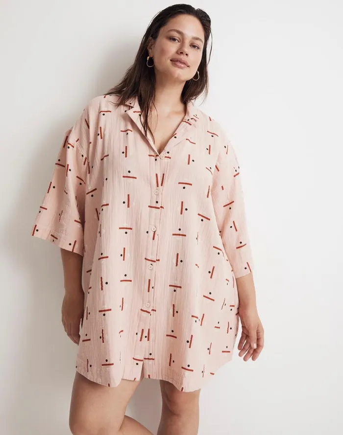Women Swim Madewell X Caroline Z Hurley CoverUp Mini Shirtdress In Tridot