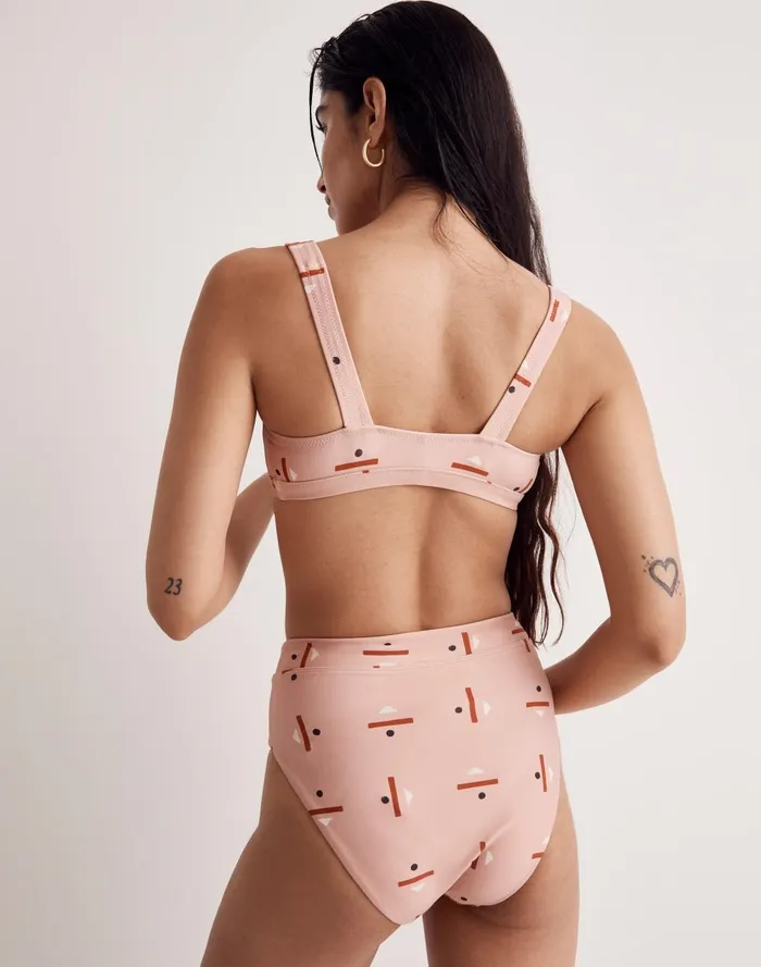 Women Swim Madewell X Caroline Z Hurley HighCut Bikini Bottom In Abstract Alpha