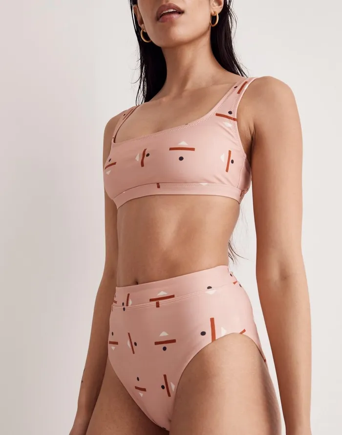 Women Swim Madewell X Caroline Z Hurley HighCut Bikini Bottom In Abstract Alpha