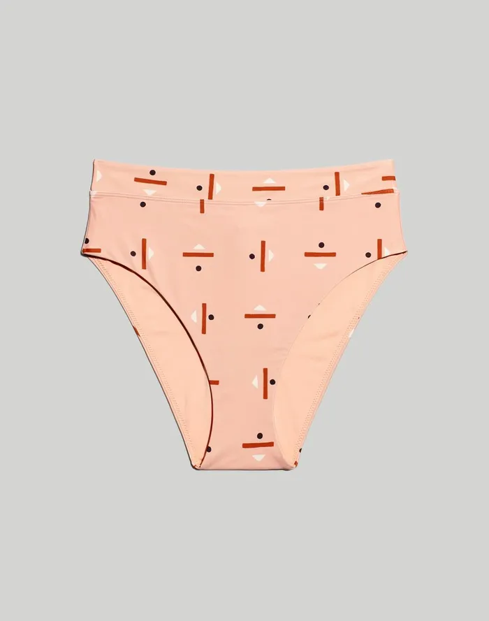 Women Swim Madewell X Caroline Z Hurley HighCut Bikini Bottom In Abstract Alpha