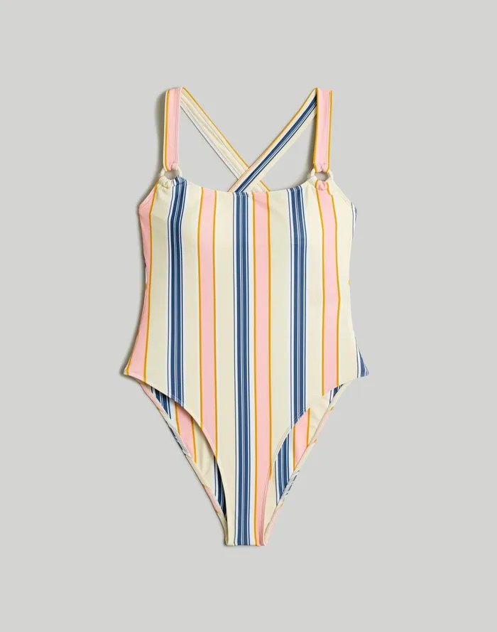 Women Swim Madewell X OOKIOH Costa OnePiece Swimsuit In Cabana Stripe