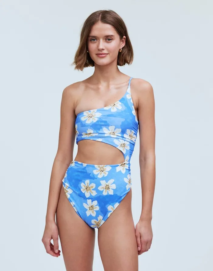 Women Swim Madewell Zulu and Zephyr Hawaii Ruched OnePiece Swimsuit