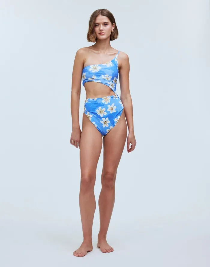 Women Swim Madewell Zulu and Zephyr Hawaii Ruched OnePiece Swimsuit