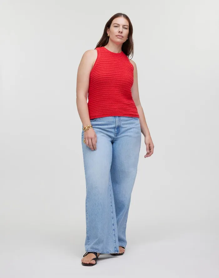 Women Tees Madewell CrochetKnit Crewneck Sweater Tank