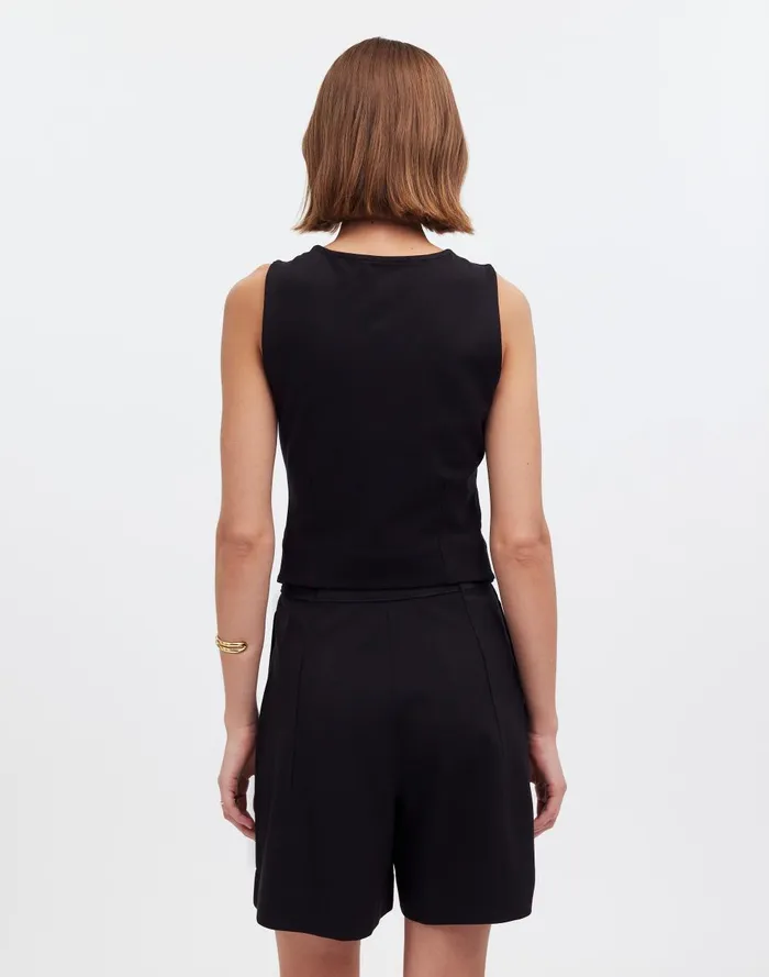 Women Tees Madewell Cutaway ButtonFront Vest In Ponte
