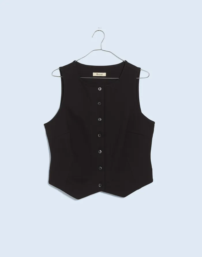 Women Tees Madewell Cutaway ButtonFront Vest In Ponte