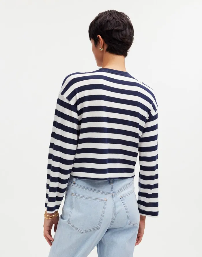 Women Tees Madewell DropShoulder Pullover Crop Tee In Stripe