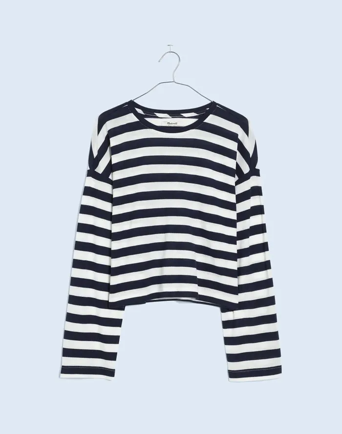 Women Tees Madewell DropShoulder Pullover Crop Tee In Stripe