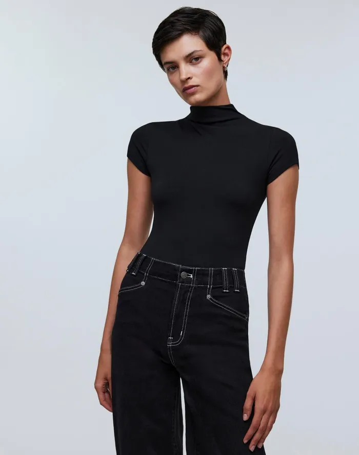 Women Tees Madewell Mockneck Thong Bodysuit