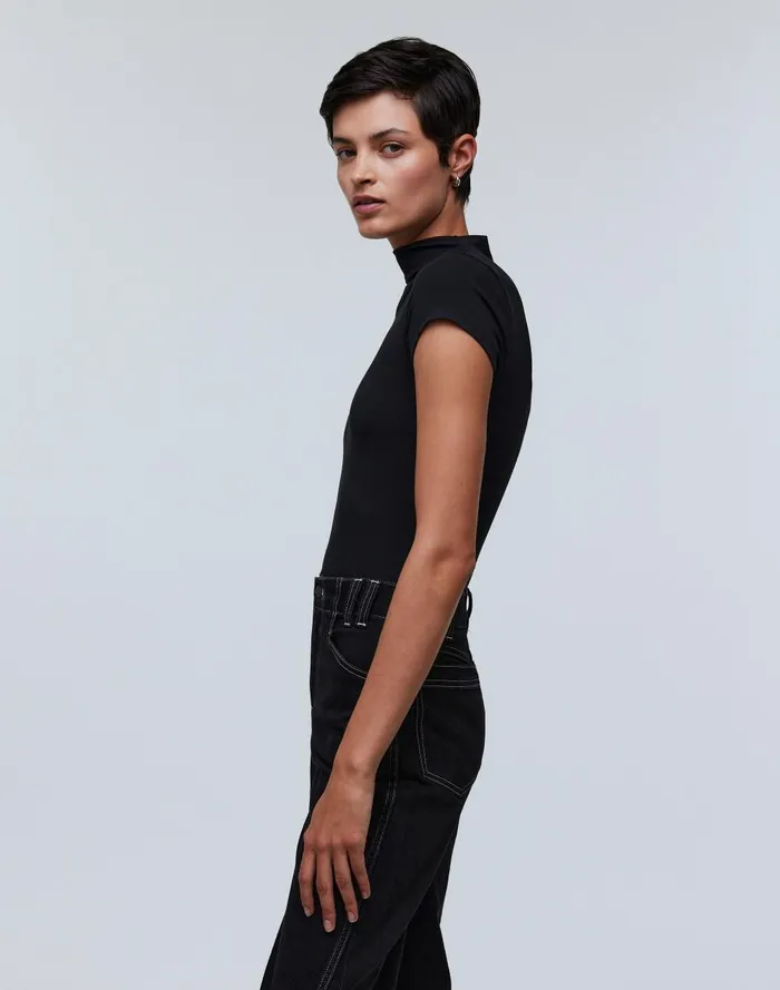 Women Tees Madewell Mockneck Thong Bodysuit