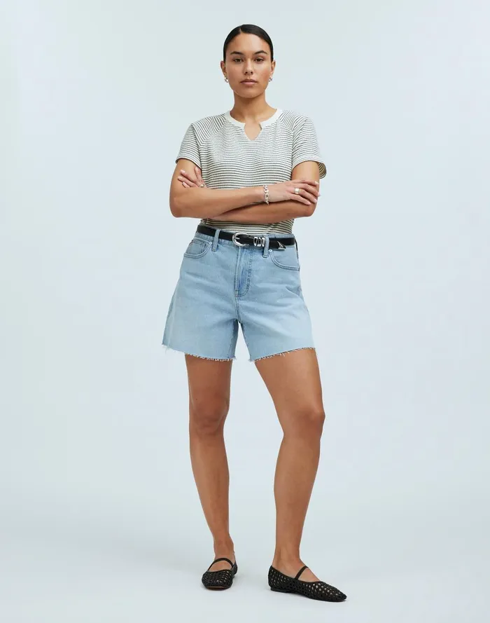 Women Tees Madewell Splitneck RaglanSleeve Tee In Stripe