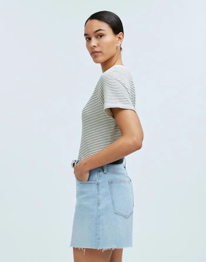 Women Tees Madewell Splitneck RaglanSleeve Tee In Stripe