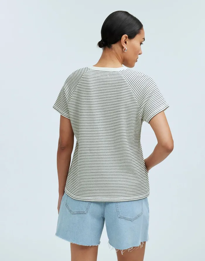 Women Tees Madewell Splitneck RaglanSleeve Tee In Stripe