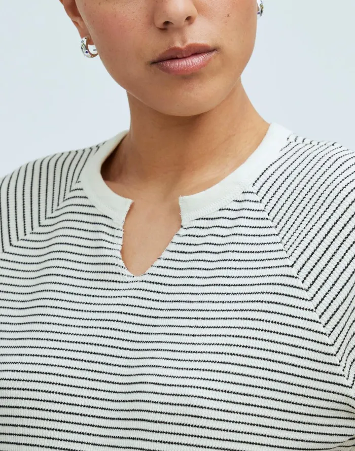 Women Tees Madewell Splitneck RaglanSleeve Tee In Stripe
