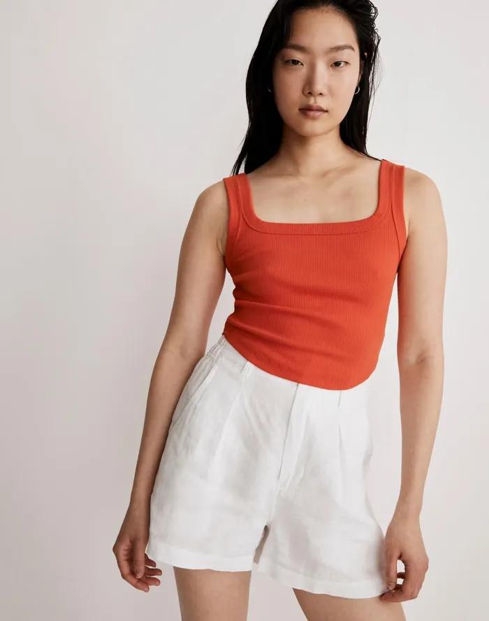 Women Tees Madewell The Tailored Crop Tank In Sleekhold