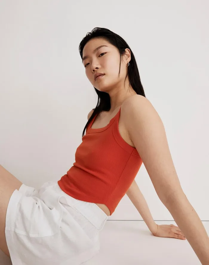Women Tees Madewell The Tailored Crop Tank In Sleekhold