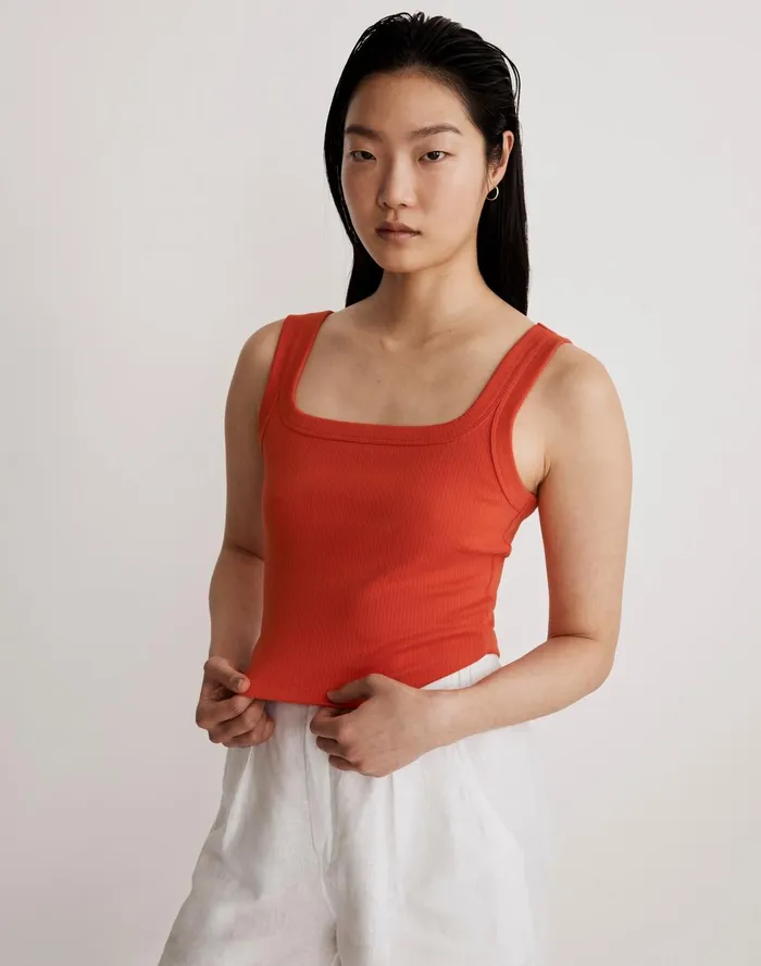 Women Tees Madewell The Tailored Crop Tank In Sleekhold