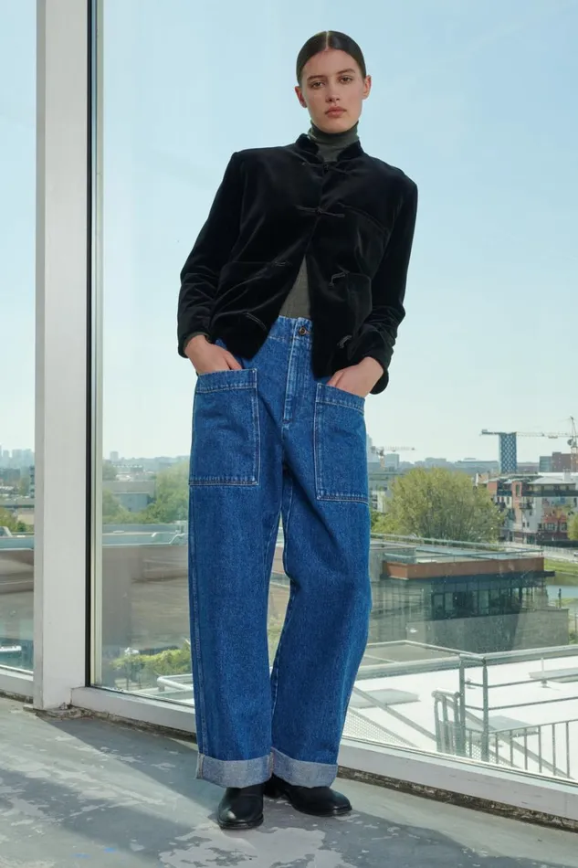 Women THABOR JEANS Washed Blue Denim Soeur Trousers