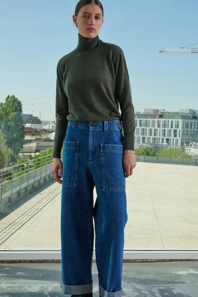 Women THABOR JEANS Washed Blue Denim Soeur Trousers