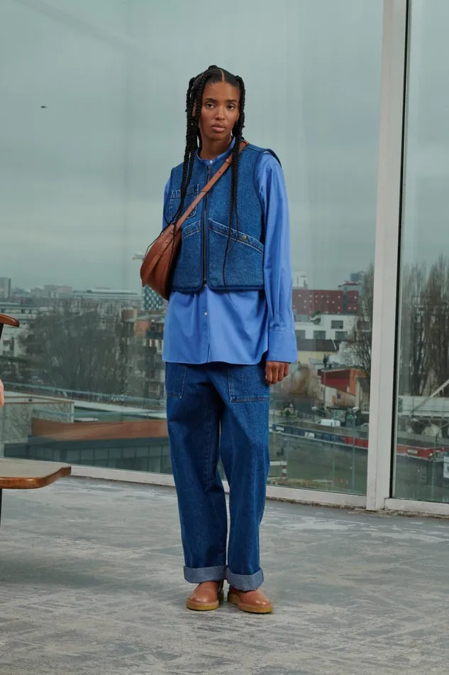 Women THABOR JEANS Washed Blue Denim Soeur Trousers