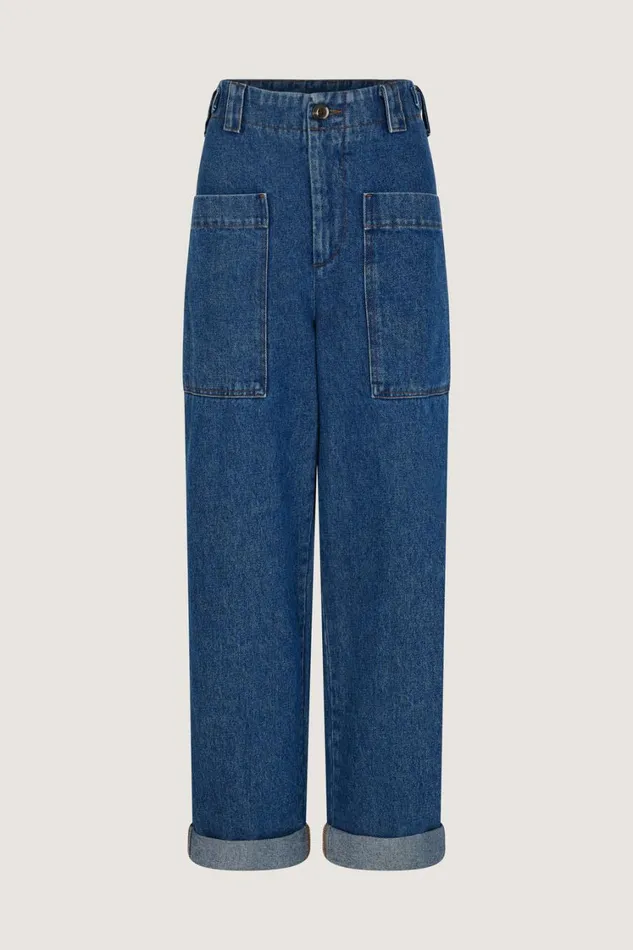 Women THABOR JEANS Washed Blue Denim Soeur Trousers