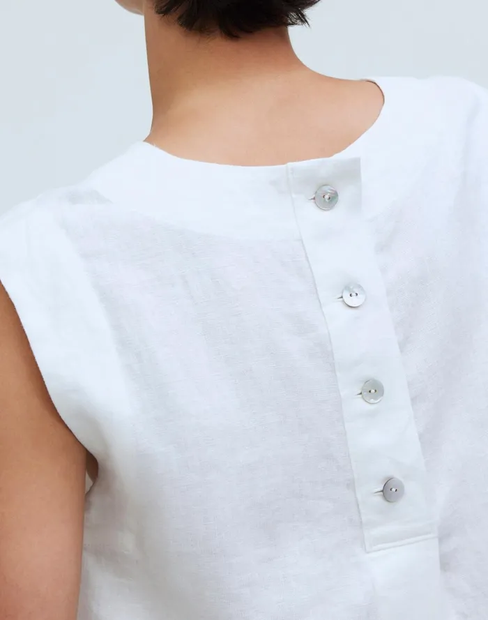 Women Tops and Shirts Madewell BateauNeck Tank In 100 Linen