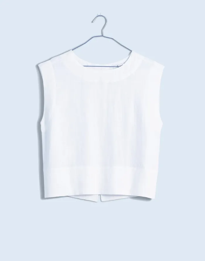 Women Tops and Shirts Madewell BateauNeck Tank In 100 Linen