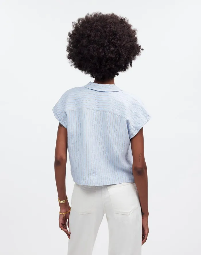 Women Tops and Shirts Madewell Boxy CapSleeve Shirt In 100 Linen