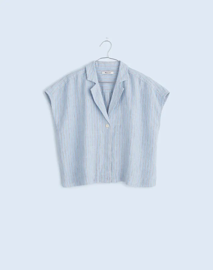 Women Tops and Shirts Madewell Boxy CapSleeve Shirt In 100 Linen