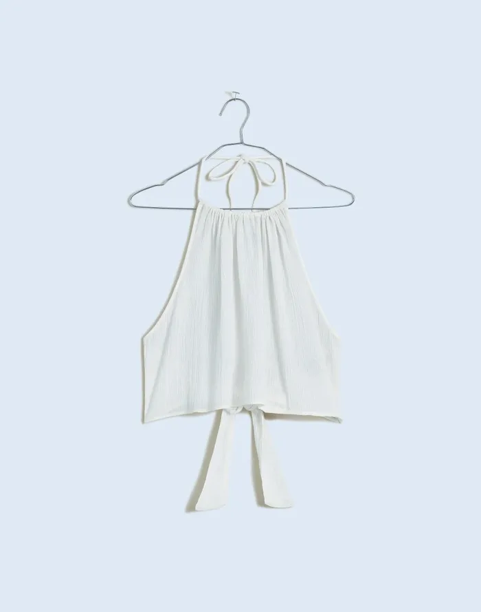 Women Tops and Shirts Madewell Crinkle Cotton Halter Wrap Top