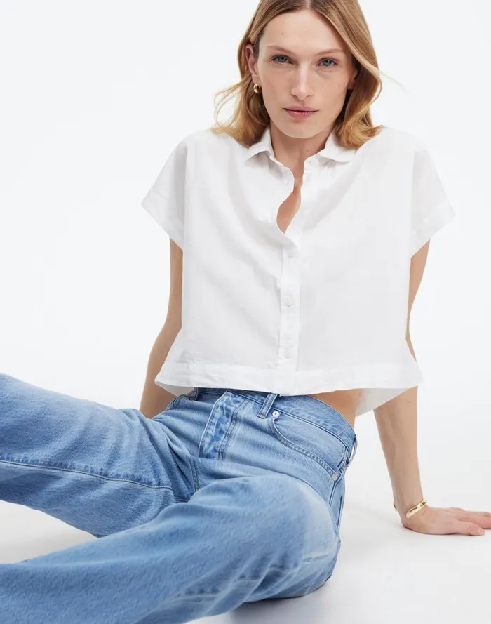 Women Tops and Shirts Madewell Crop Dolman Shirt