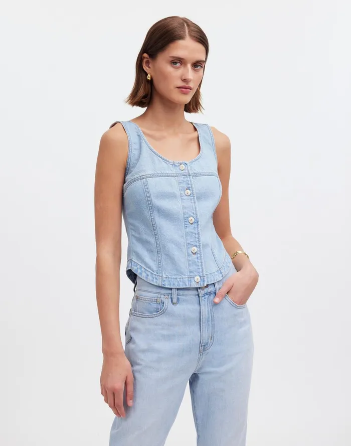 Women Tops and Shirts Madewell Denim ButtonFront Top In Fitzgerald Wash