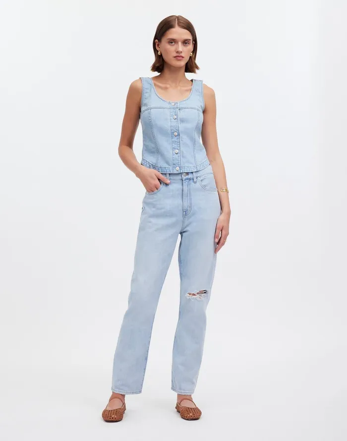 Women Tops and Shirts Madewell Denim ButtonFront Top In Fitzgerald Wash