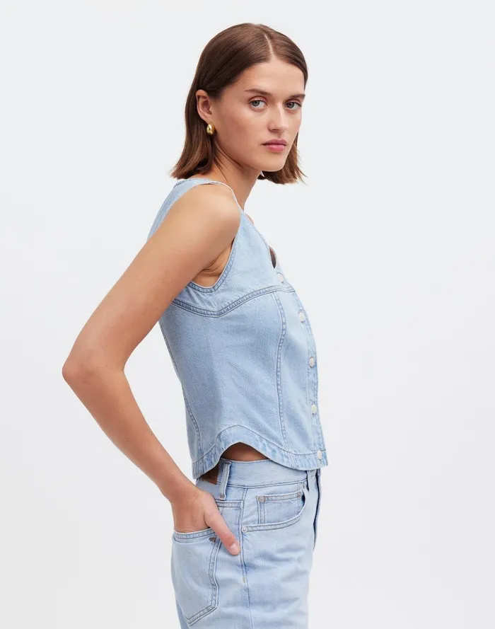 Women Tops and Shirts Madewell Denim ButtonFront Top In Fitzgerald Wash