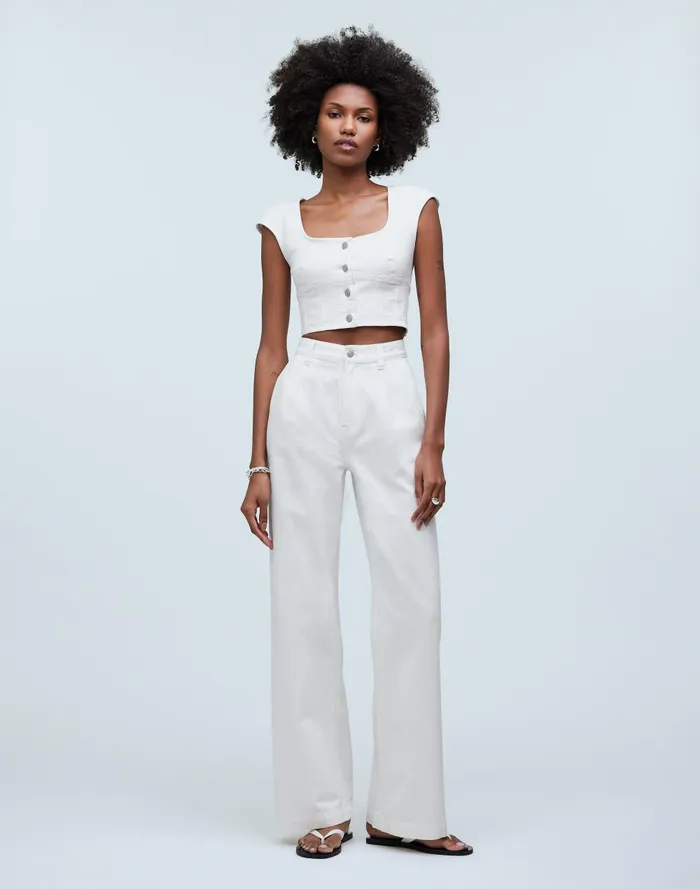 Women Tops and Shirts Madewell Denim Darted Crop Top
