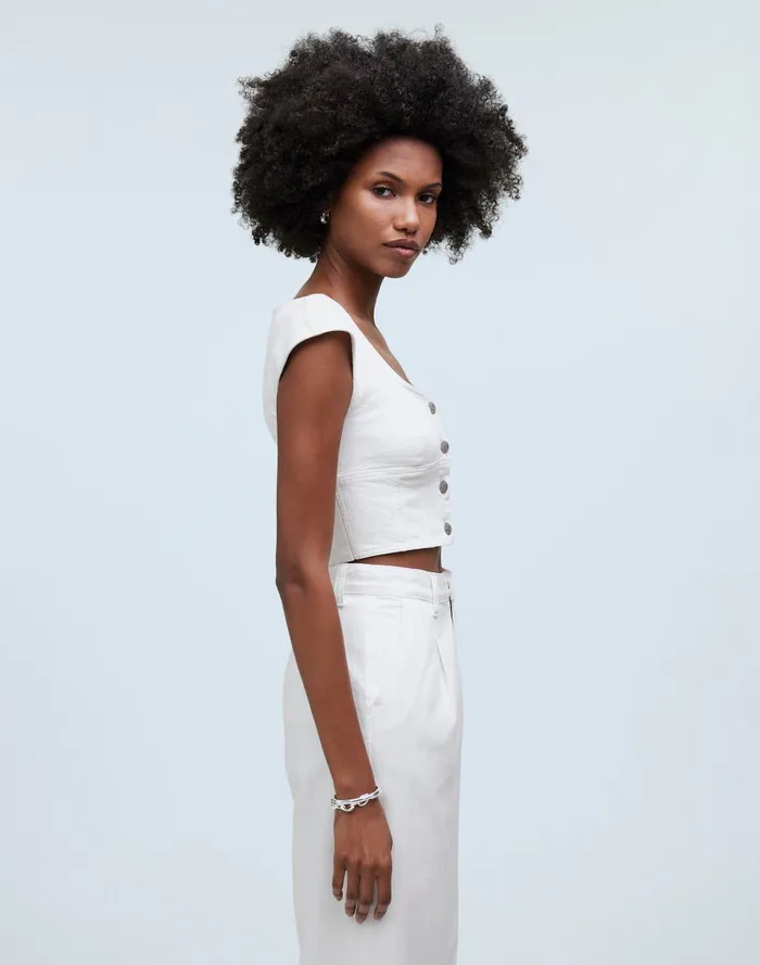 Women Tops and Shirts Madewell Denim Darted Crop Top