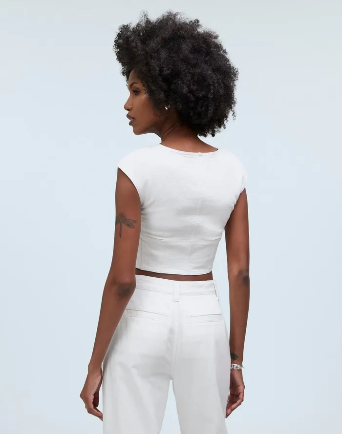 Women Tops and Shirts Madewell Denim Darted Crop Top