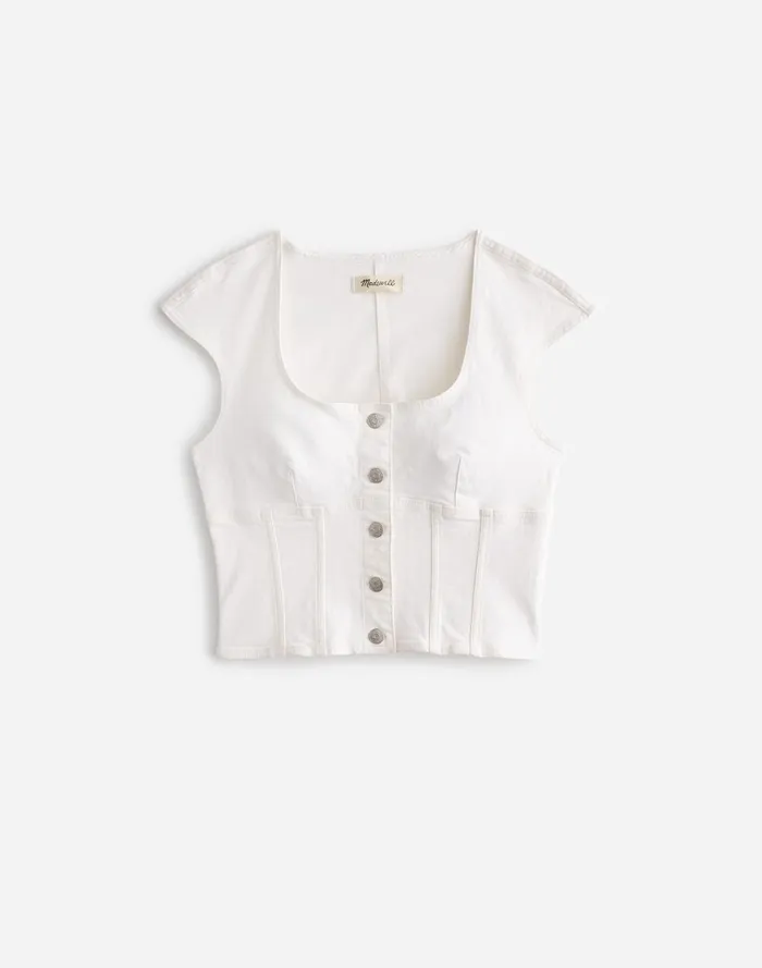Women Tops and Shirts Madewell Denim Darted Crop Top