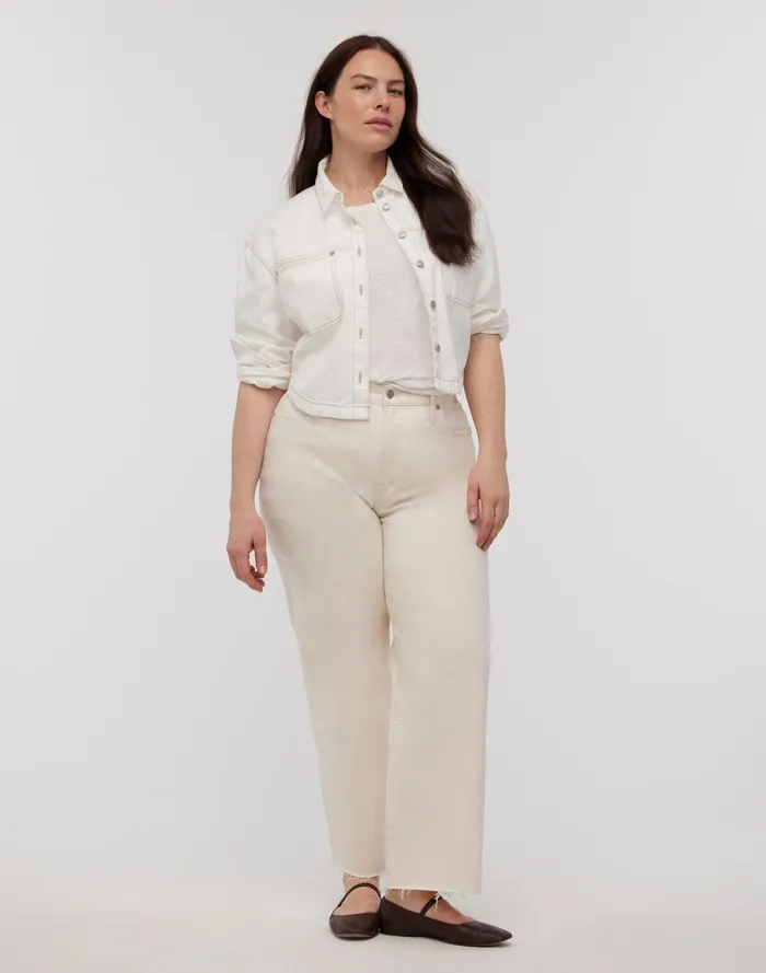 Women Tops and Shirts Madewell Denim LongSleeve Crop Shirt