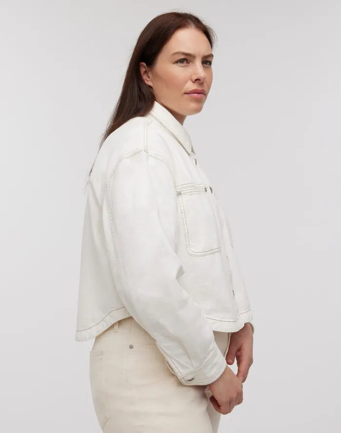 Women Tops and Shirts Madewell Denim LongSleeve Crop Shirt