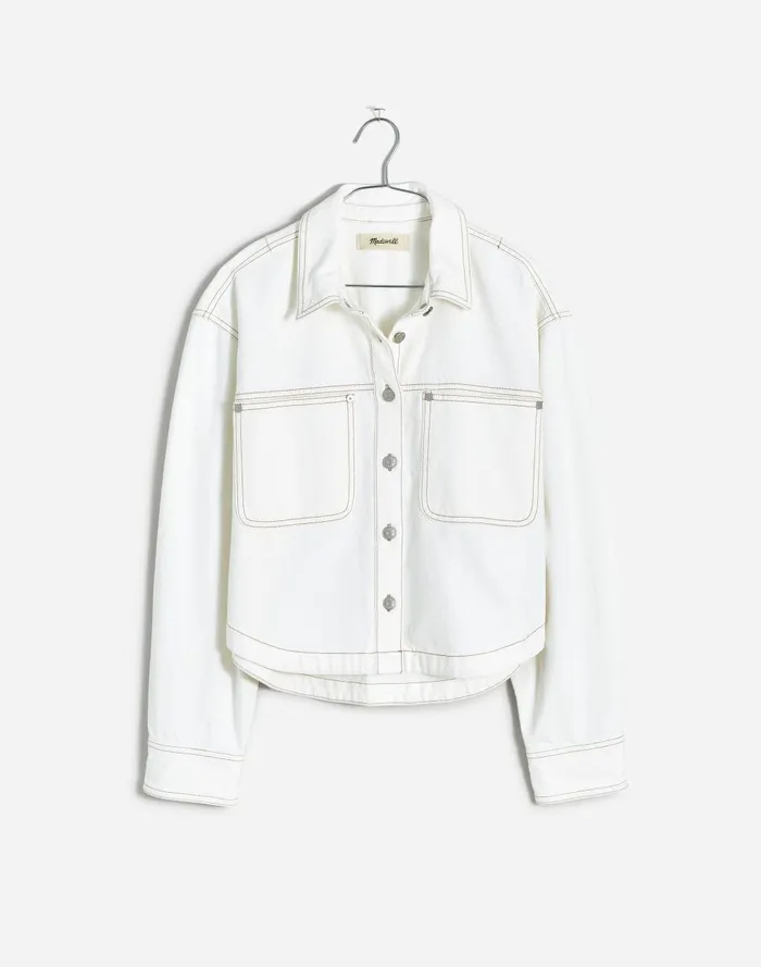 Women Tops and Shirts Madewell Denim LongSleeve Crop Shirt