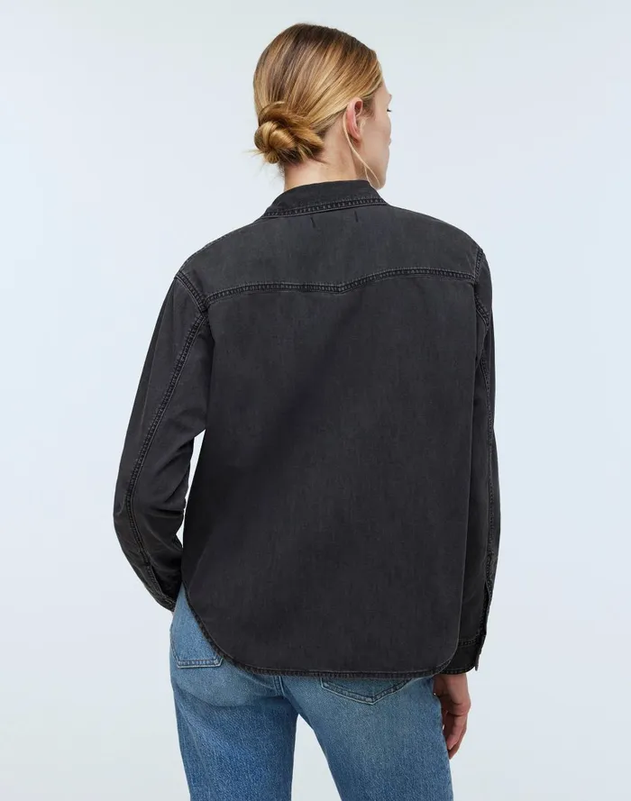 Women Tops and Shirts Madewell Denim Western ButtonUp Shirt In Lunar Wash