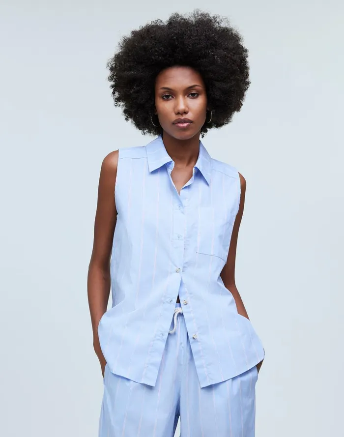 Women Tops and Shirts Madewell Donni Pop Sleeveless Shirt