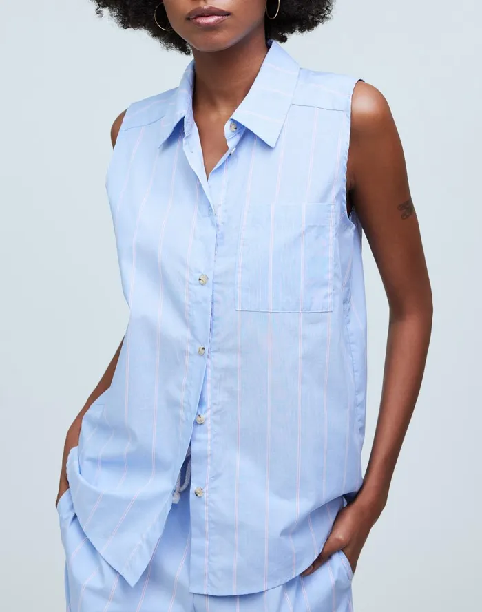 Women Tops and Shirts Madewell Donni Pop Sleeveless Shirt