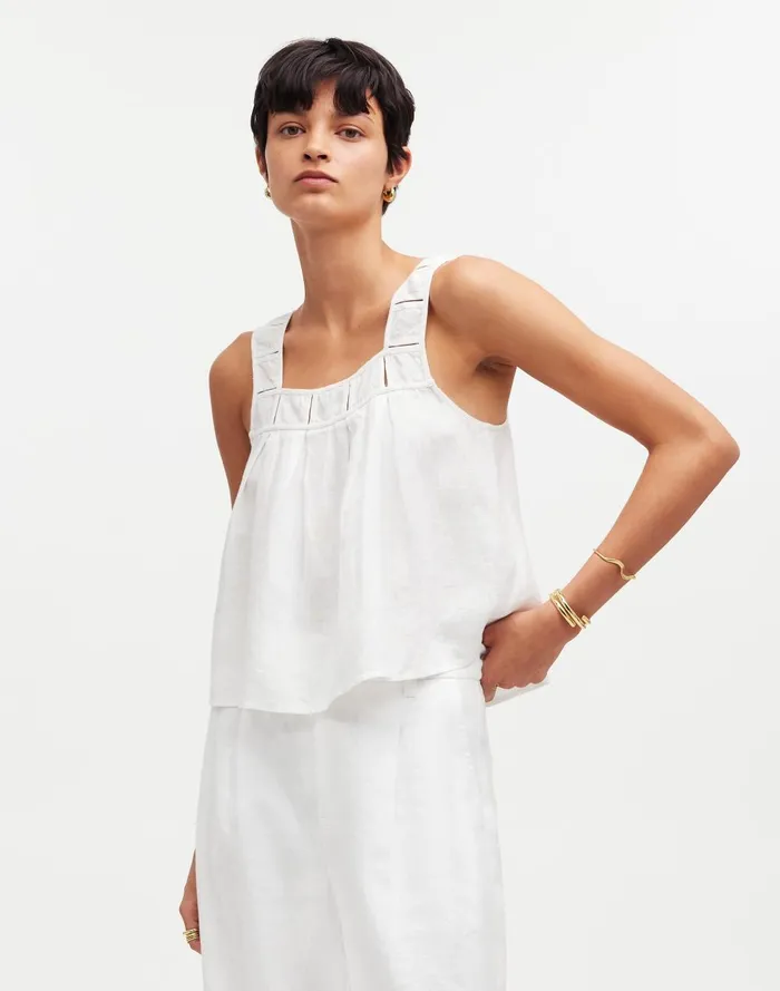 Women Tops and Shirts Madewell Embroidered ALine Top In 100 Linen